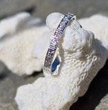 18k white gold 2mm 9 diamond vintage engraved wedding band