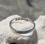 18k white gold 2mm 9 diamond vintage engraved wedding band