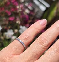 18k white gold 2mm 9 diamond vintage engraved wedding band