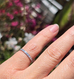 18k white gold 2mm 9 diamond vintage engraved wedding band