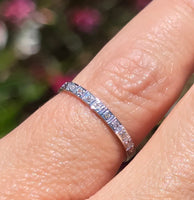 18k white gold 2mm 9 diamond vintage engraved wedding band