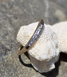 14k gold two tone 7 diamond c.1940's wedding stackable band