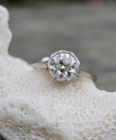 Platinum Art Deco c.1920's filigree European cut diamond solitaire ring