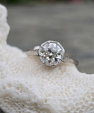 Platinum Art Deco c.1920's filigree European cut diamond solitaire ring