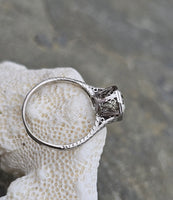 Platinum Art Deco c.1920's filigree European cut diamond solitaire ring