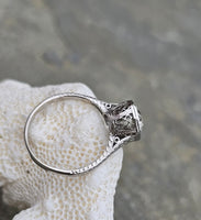 Platinum Art Deco c.1920's filigree European cut diamond solitaire ring