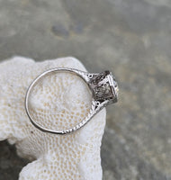 Platinum Art Deco c.1920's filigree European cut diamond solitaire ring