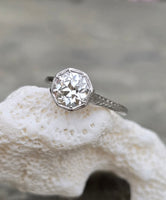 Platinum Art Deco c.1920's filigree European cut diamond solitaire ring