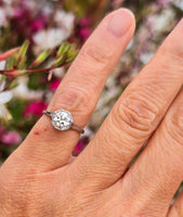 Platinum Art Deco c.1920's filigree European cut diamond solitaire ring