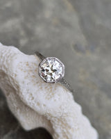 Platinum Art Deco c.1920's filigree European cut diamond solitaire ring