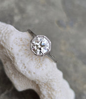 Platinum Art Deco c.1920's filigree European cut diamond solitaire ring