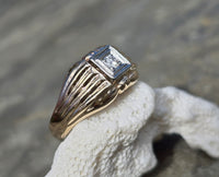 10k gold two tone Deco Euro cut diamond estate ring