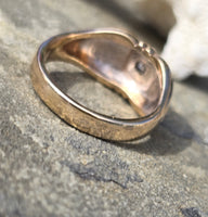 10k gold two tone Deco Euro cut diamond estate ring