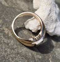 10k gold two tone Deco Euro cut diamond estate ring