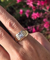 10k gold two tone Deco Euro cut diamond estate ring