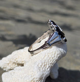 10k white gold vintage black onyx estate Retro ring