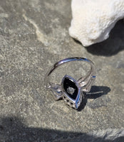 10k white gold vintage black onyx estate Retro ring