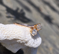 14k gold old mine cut diamond antique bypass ring - apx .50ct tw
