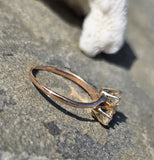 14k gold old mine cut diamond antique bypass ring - apx .50ct tw