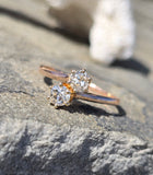 14k gold old mine cut diamond antique bypass ring - apx .50ct tw
