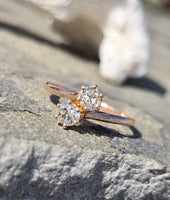 14k gold old mine cut diamond antique bypass ring - apx .50ct tw