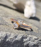 14k gold old mine cut diamond antique bypass ring - apx .50ct tw
