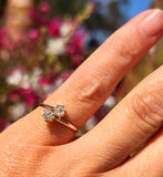 14k gold old mine cut diamond antique bypass ring - apx .50ct tw