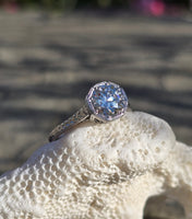 Platinum Art Deco c.1920's filigree European cut diamond solitaire ring