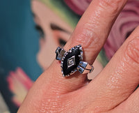 10k white gold vintage black onyx estate Retro ring