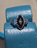 10k white gold vintage black onyx estate Retro ring