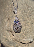 platinum & 18ct gold two tone Deco c.1920's sapphire & diamond necklace pendant