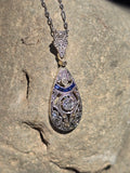platinum & 18ct gold two tone Deco c.1920's sapphire & diamond necklace pendant