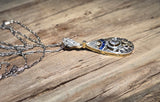 platinum & 18ct gold two tone Deco c.1920's sapphire & diamond necklace pendant