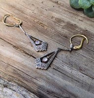 platinum & 18k gold two tone Art Deco c.1930's filigree diamond antique earrings