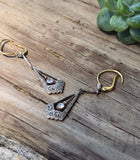 platinum & 18k gold two tone Art Deco c.1930's filigree diamond antique earrings
