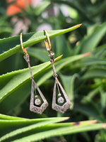 platinum & 18k gold two tone Art Deco c.1930's filigree diamond antique earrings