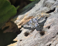 Platinum Edwardian .75ct old mine cut diamond engagement ring