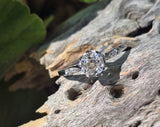Platinum Edwardian .75ct old mine cut diamond engagement ring