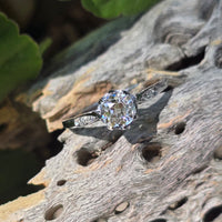 Platinum Edwardian .75ct old mine cut diamond engagement ring