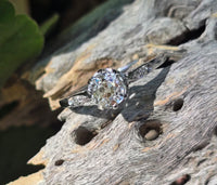 Platinum Edwardian .75ct old mine cut diamond engagement ring