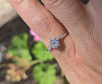 Platinum Edwardian .75ct old mine cut diamond engagement ring