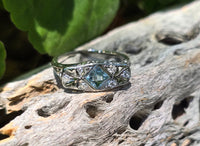 18k white gold c.1920's filigree aquamarine & diamond ring