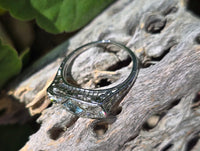 18k white gold c.1920's filigree aquamarine & diamond ring