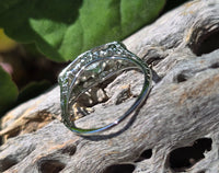 18k white gold c.1920's filigree aquamarine & diamond ring