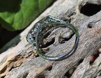 18k white gold c.1920's filigree aquamarine & diamond ring