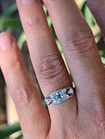 18k white gold c.1920's filigree aquamarine & diamond ring