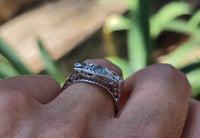 18k white gold c.1920's filigree aquamarine & diamond ring