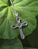 18ct two tone Art Deco c.1920's 1930's diamond & sapphire cross pendant necklace