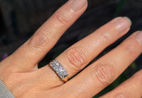14k gold 10 diamond 2 row estate band - apx .62ct tw