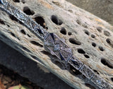 14k white gold c.1920's Deco filigree diamond & blue sapphire bracelet